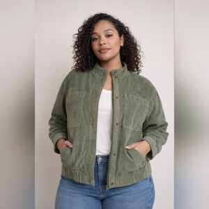 Pact Modern Corduroy Bomber Jacket Olive Organic Cotton NWT S L XL XXXL